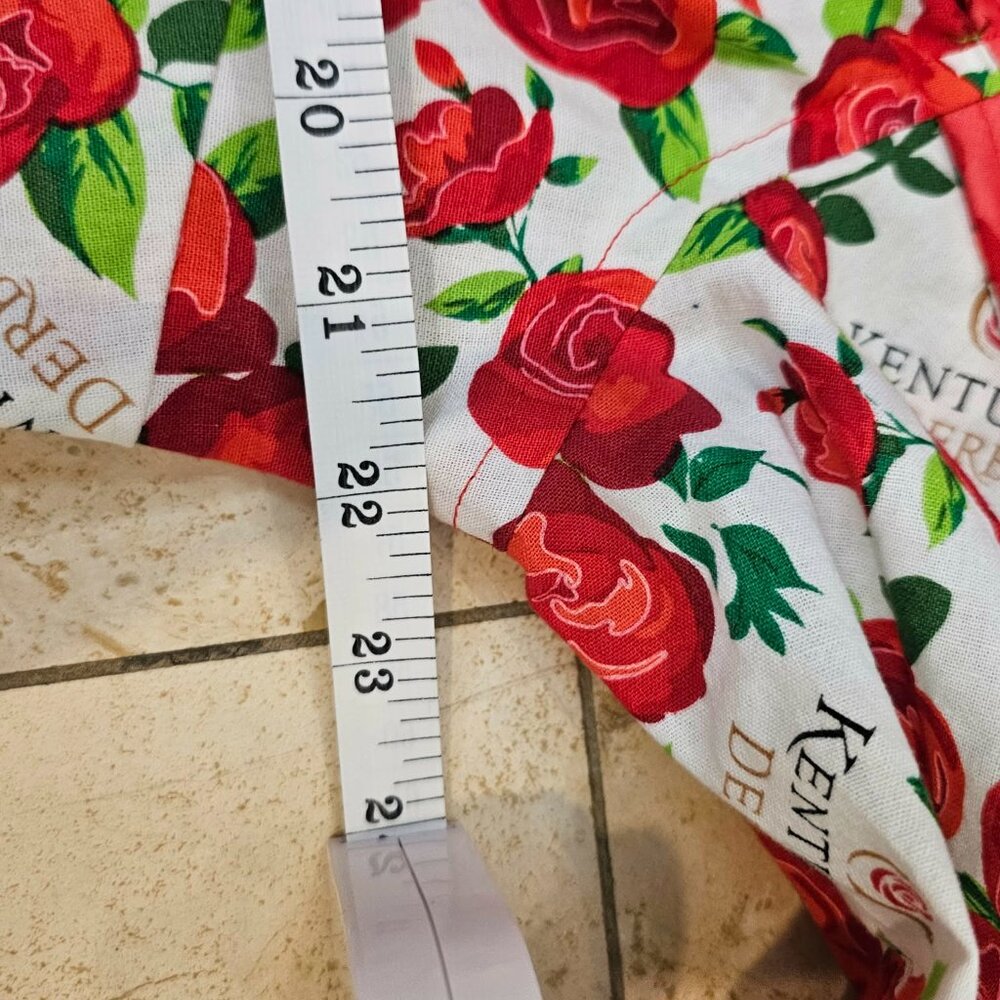 Kentucky Derby Rose Print Western Shirt Ella Johnsen Sheer Yoke Blouse Race Day - Picture 9 of 11
